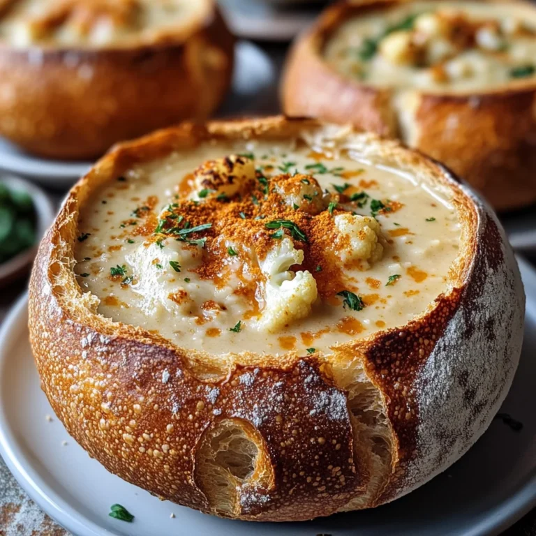 Cheddar & Cauliflower Soup in Mini Bread Bowls