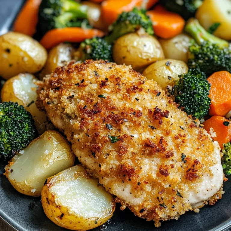 Crispy Parmesan Crusted Chicken with Roasted Veggies