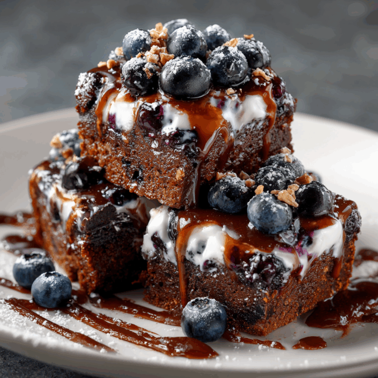 Glazed Blueberry Brownies Dessert