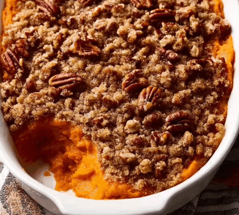 Sweet Potato Casserole with Pecan Topping
